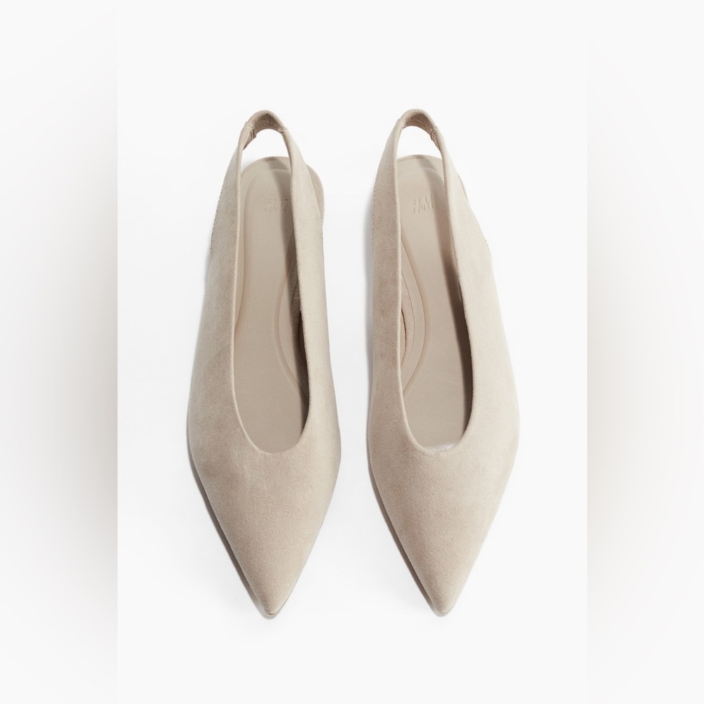 H&M Pointed Slingbacks- Light Beige- Size EU 38